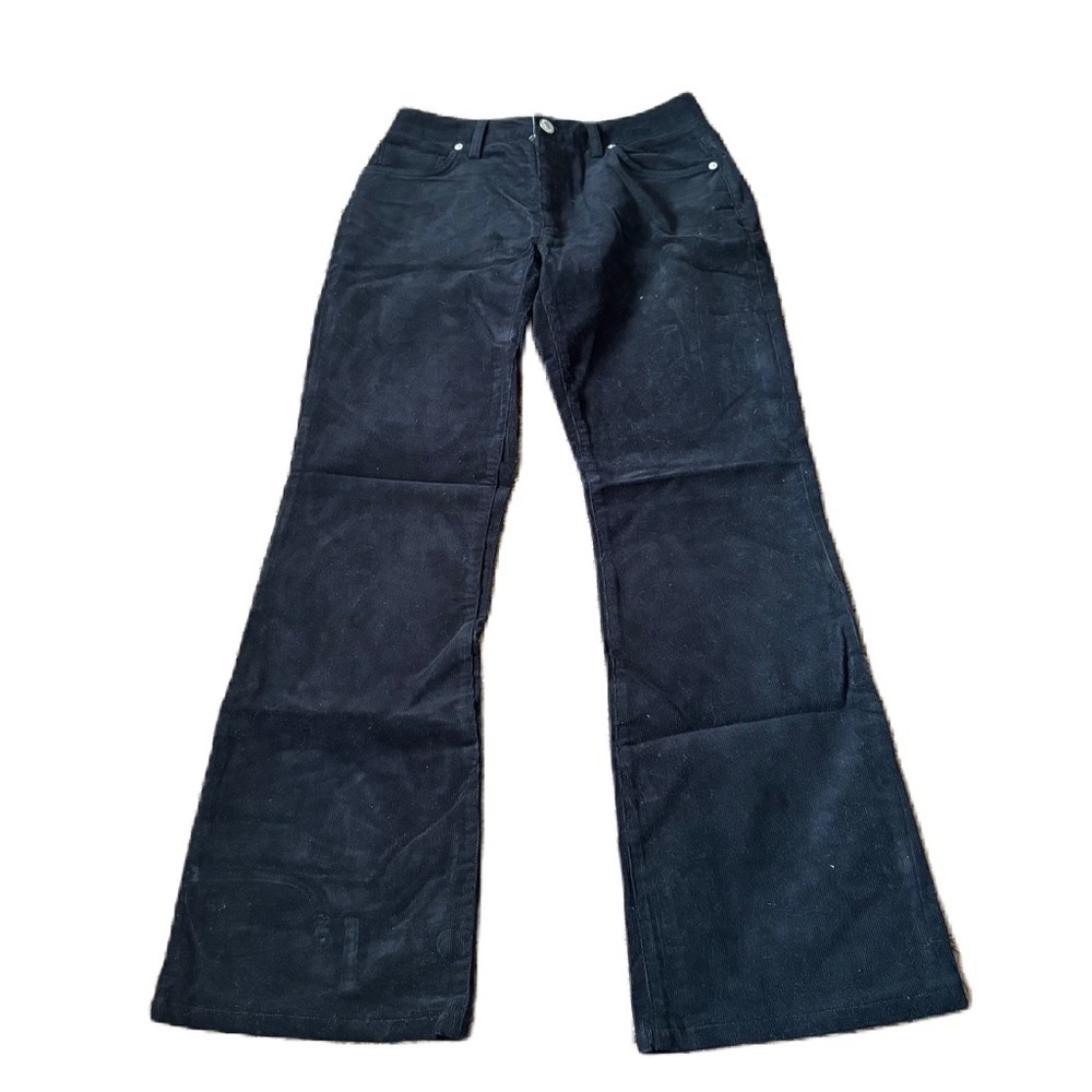 Lands End Dark Blue Corduroy Flare Pants Sz 6 Black Vintage
